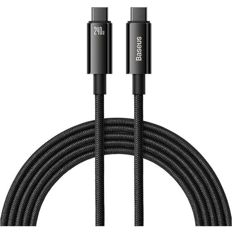 Baseus Cablu Date/Incarcare Tungsten Gold 2x USB Type-C 240W 3m Negru