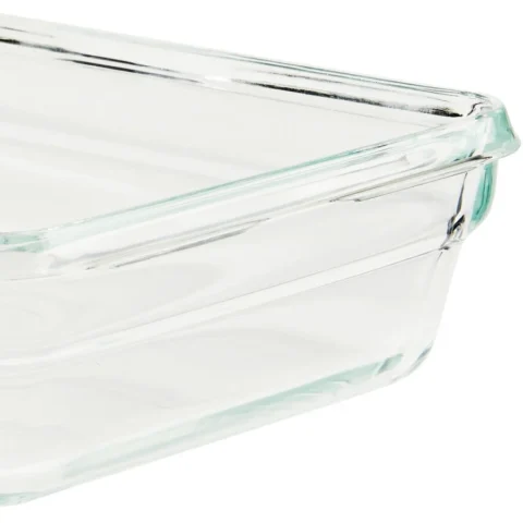 Emsa CLIP & CLOSE glass food storage container 0.8 liters (transparent/red, square)
