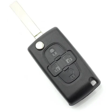 Carguard Carcasa pentru Cheie Citroen / Peugeot Tip Briceag cu 4 Butoane fara Suport Baterie Model VA2-SH4 Negru