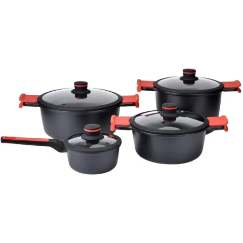 Zokura Set Oale Noble Z1062 din Aluminiu Turnat 8 Piese Negru/Rosu