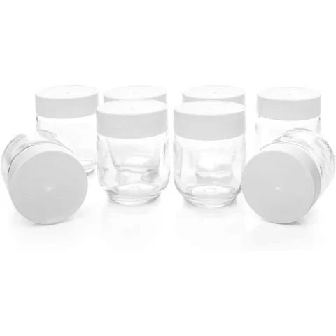 Rommelsbacher GPS yoghurt maker replacement glass set JG 8, glass (transparent / white, 8 pieces)
