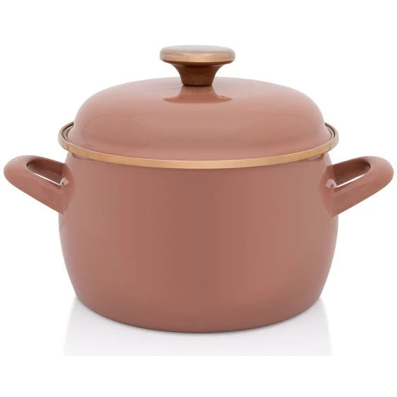 Metalac Oala cu Capac Mocha Mousse Email 3.1L Diametru 18CM Maro