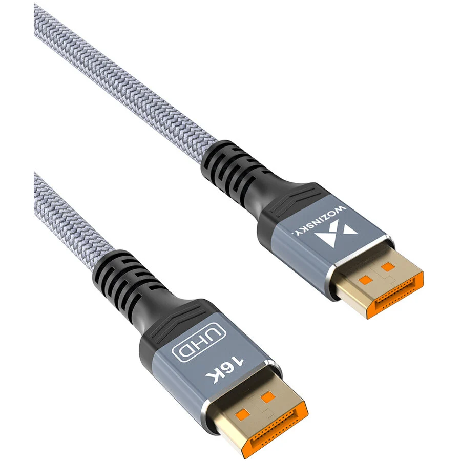 Wozinsky Cablu de date WPS-16AYL1S DisplayPort tata – DisplayPort tata, 16K / 60Hz, 8K / 120Hz, HDR / HDCP / DSC, 3D, 80Gbps, 1m, Negru