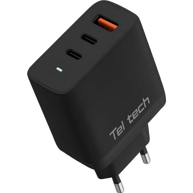 Teltech Incarcator GaN USB / 2x Type-C 65W Negru