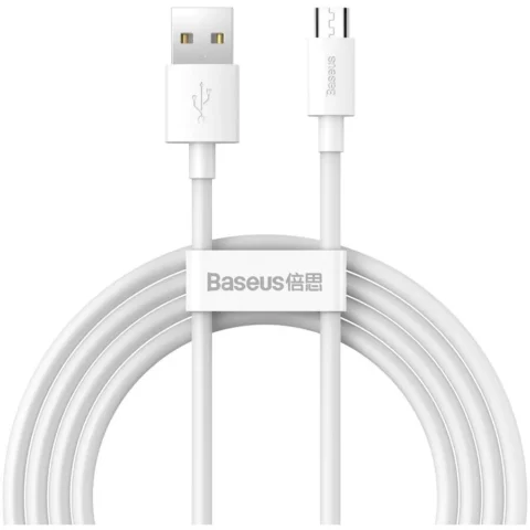 Baseus Cablu de date Simple Wisdom, USB/Micro-USB, 480 MB/s, 2.1A, 1.5m, Alb