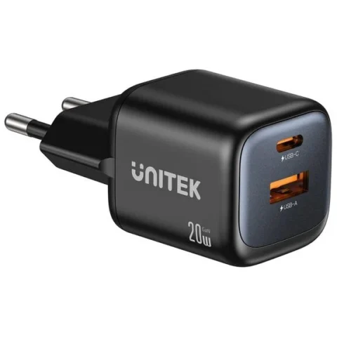 UNITEK Incarcator 2x GAN 20W Negru