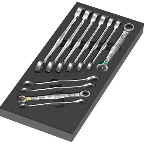 Wera 9730 foam insert 6000 Joker Set 1, 11 pieces, tool set (black/grey, combination ratchet wrench set, in foam insert for workshop trolley)