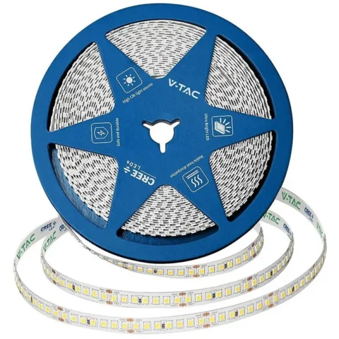 V-Tac Banda LED 8mm 12W/m 24V IP20 Rola 10m 3000K Cip Cree