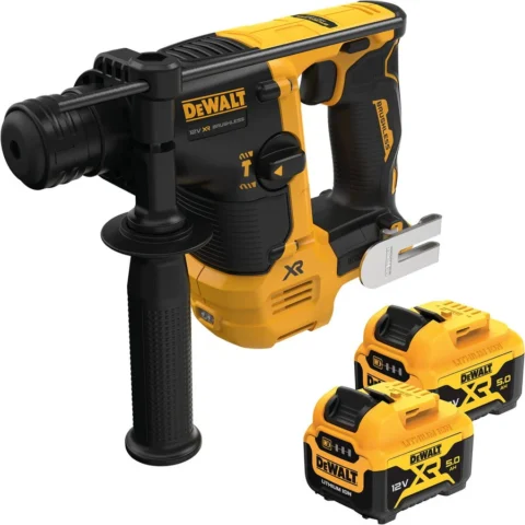 DeWALT Rotopercutor Cordless Hammer Drill DCH072P2, 12 Volt yellow/black, 2x Li-ion batteries 5.0Ah, in T STAK box