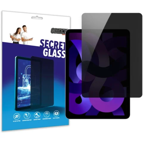 GrizzGlass Folie protectie tableta SecretGlass Privacy compatibila cu iPad Air 10.9 inch 2022, Negru