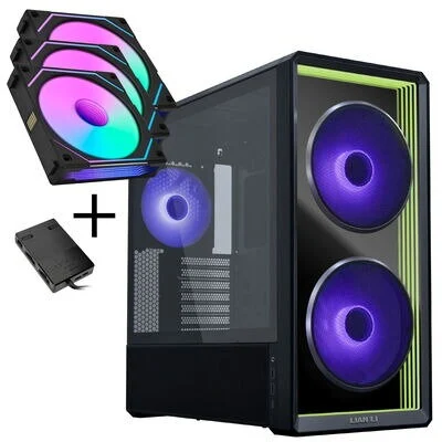 Lian Li Carcasa LANCOOL 217 INF Bundle + 3x UNI FAN SL-INF 120 Reverse Blade Negru
