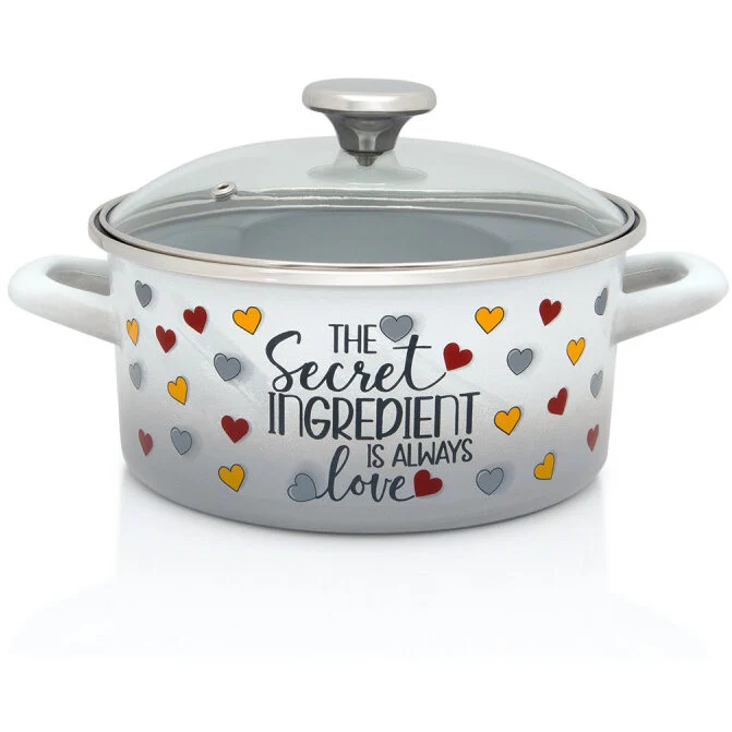 Metalac Cratita Cu Capac Sticla Secret Ingredient Email 2.8L Diametru 20CM Alb