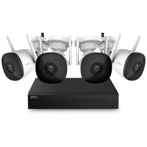 IMOU Kit de Supraveghere pentru Exterior 4 Camere Bullet 2 Senzor 2MP Wi-Fi si NVR 4 Canale Alb/Negru