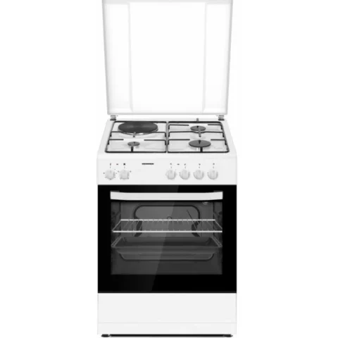 Heinner Aragaz Mixt HFSC-S60E1HSWH 3 Arzatoare Gaz + 1 Plita Electrica Capac Metalic Alb