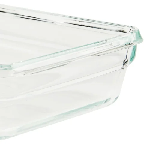 Emsa CLIP & CLOSE glass food storage container 0.85 liters (transparent/red, rectangular)