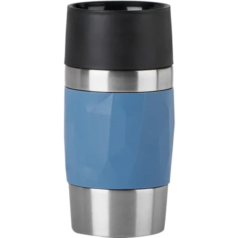 Emsa TRAVEL MUG Compact thermal mug (blue/stainless steel, 0.3 liters, screw cap)