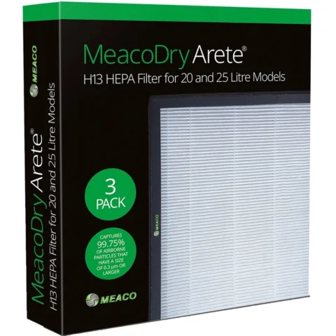 Meaco Dry Arete One H13 HEPA Filter 20L / 25L, 3 pieces for Dry Arete One 20L and 25L dehumidifiers