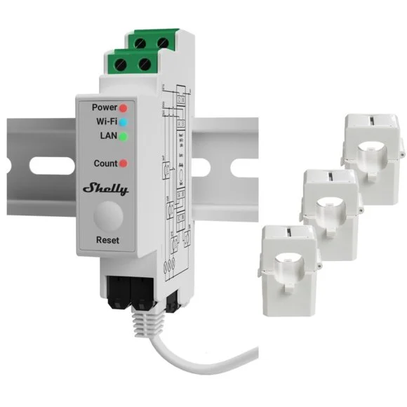 Shelly Pro 3EM Profesional releu wifi 3 canale si control contactor Shelly Pro 3EM 3800235268100