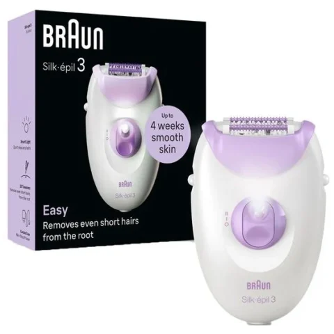 Braun Epilator Silk-épil 3 3-000 20 Pensete 2 Viteze Lumina LED Alb/Mov