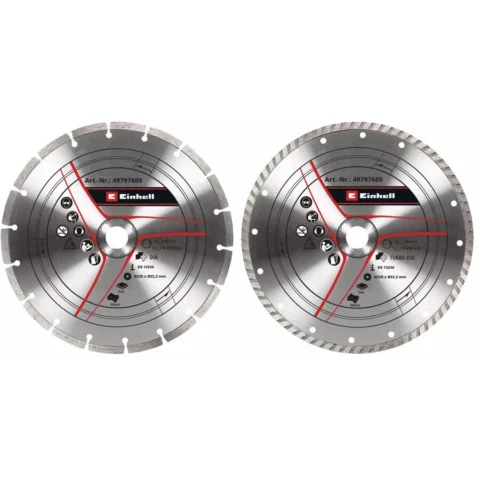Einhell turbo diamond cutting disc, ? 230 x 22.23 x 1.8mm, set of 2 for angle grinders