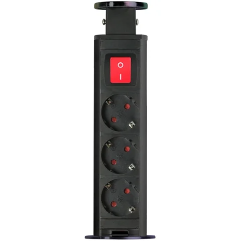 Delight Priza Incastrabila Birou 3 Prize Intrerupator 3500W Pop Up 250V Negru