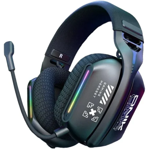 Onikuma Casti Gaming GT808 Wireless Tri-Mode Iluminare RGB Negru