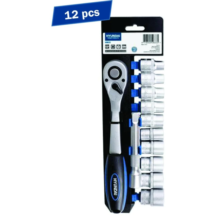 Hyundai Set 12 Chei Clichet Tubulare 1/2 HY-59633 Negru/Albastru