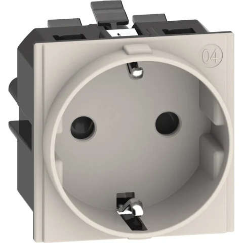 Priza standard german 2P+T 16A cu borne automate Bticino Living Now KM4141A, nisip