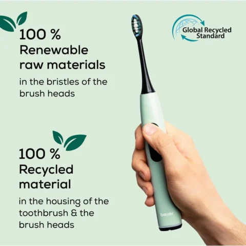 Beurer SC 50 Peppermint Green Planet, Electric Toothbrush light green, incl. 2 brush heads