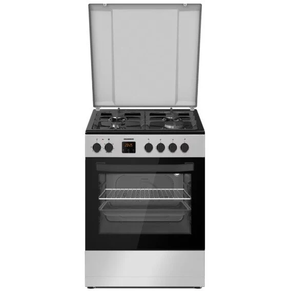 Heinner Aragaz Mixt HFSC-S66FDC-BIX Clasa A 4 Arzatoare Gaz Aprindere Electrica Timer Digital Grill Inox