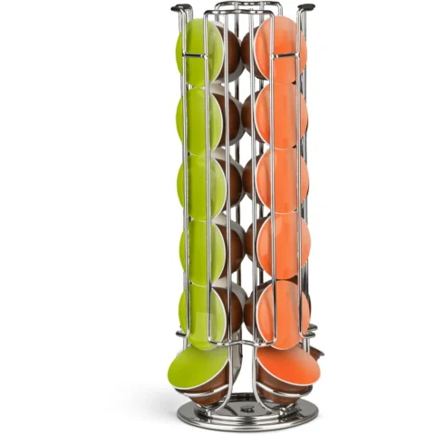 Bewello Suport Capsule Cafea Dolce Gusto 24 Capsule Metal Rotativ Crom Organizator Bucatarie