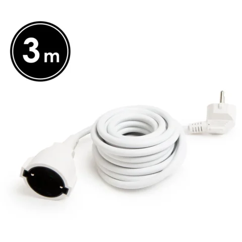 Delight Prelungitor Electric 3m 16A 250V Cablu Gros 3×1.5mm Stecher 90 Grade Uz Casnic Alb