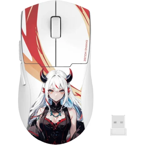 Redragon Mouse Gaming Wireless Bluetooth Si Cu Fir K1ng Max Anime Alb