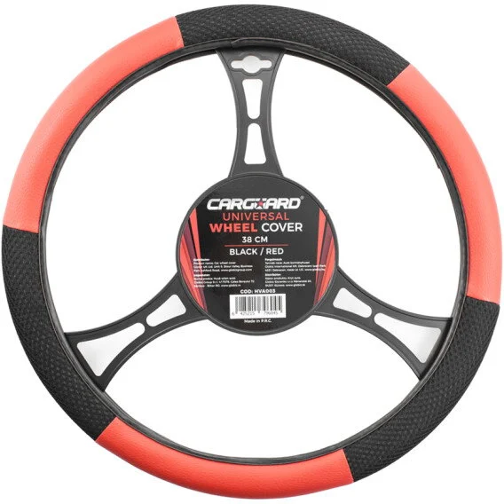 Carguard Husa Volan Auto 38cm Piele Ecologica + Textil Negru / Rosu