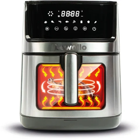 Bewello Friteuza cu Aer Cald XXL Fibra de Incalzire Jos-Sus 230V 7.5L Negru