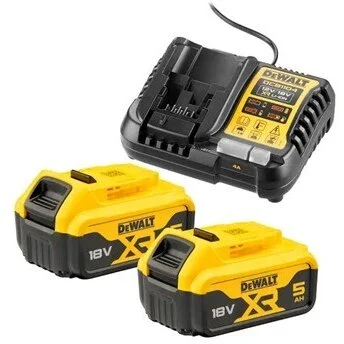 DeWALT Set DCB1104P2-QW 2 Acumulatori DCB184 18V / 5.0Ah + Incarcator DCB1104 Negru/Galben