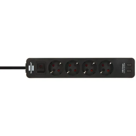 Brennenstuhl Ecolor power strip 4-way, 2x USB-C (white/black, 1.5 meter cable, USB-C, with safety switch)