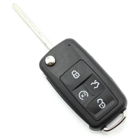 Carguard Carcasa pentru Cheie Volkswagen Tip Briceag cu 4 Butoane Negru