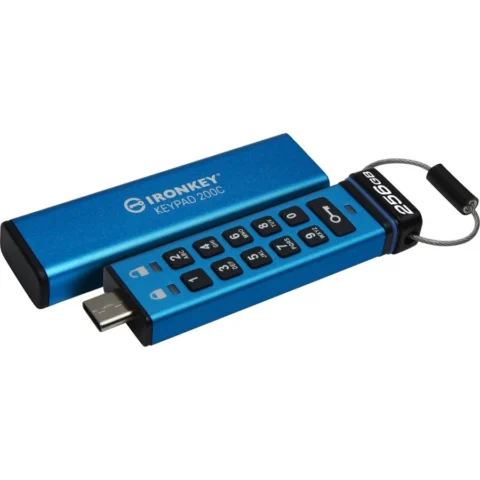 Kingston Memorie USB IronKey Keypad 200C 256GB USB-C Blue