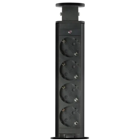 Delight Priza Incastrabila Birou 4 Prize Protectie Copii 3500W Pop Up 250V Negru Mat