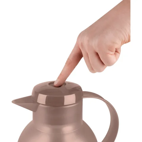 SAMBA vacuum jug, 1 liter (dark brown/transparent, QUICK PRESS closure)