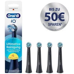Oral-B Braun iO Ultimate Clean 4-pack, black brush heads, superior plaque removal