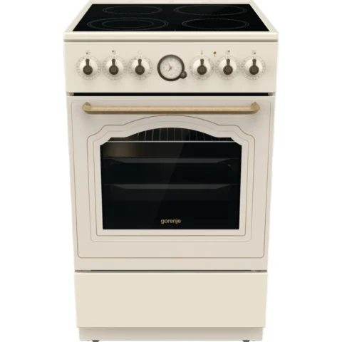 Gorenje Aragaz Electric Classico GECS5B70CLI Plita Vitroceramica cu 4 Zone de Gatit Cuptor 70L Functie AirFry Clasa A 50CM Bej