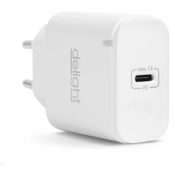 Delight Incarcator Rapid USB C PD 20W Adaptor Priza Type C Fast Charge Universal Alb