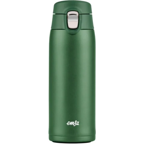 Emsa TRAVEL MUG light thermo mug (dark green, 0.4 liters, flip lid)