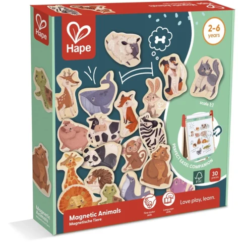 HAPE Jucarie din Lemn Magneti cu animale 30 piese