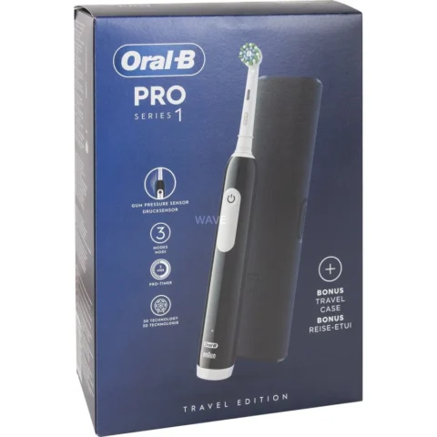 Oral-B Braun Pro 1 Cross Action, Electric Toothbrush (black, with travel case)