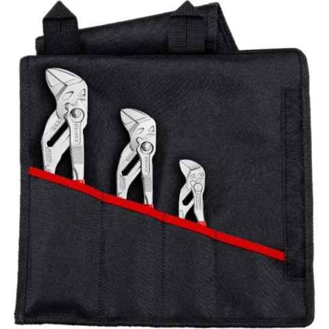 KNIPEX Pliers Wrench Set, 3-piece, red pliers set, in folding case