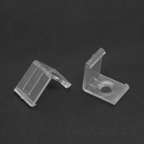 Phenom Cleme Montaj Profil LED Colt Suport Fixare Sina Aluminiu Plastic Set 2x Bucati Transparent