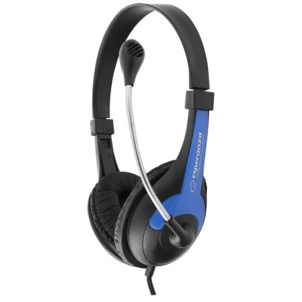 ESPERANZA Casti Rooster EH158B, stereo, cu microfon, negru/ albastru